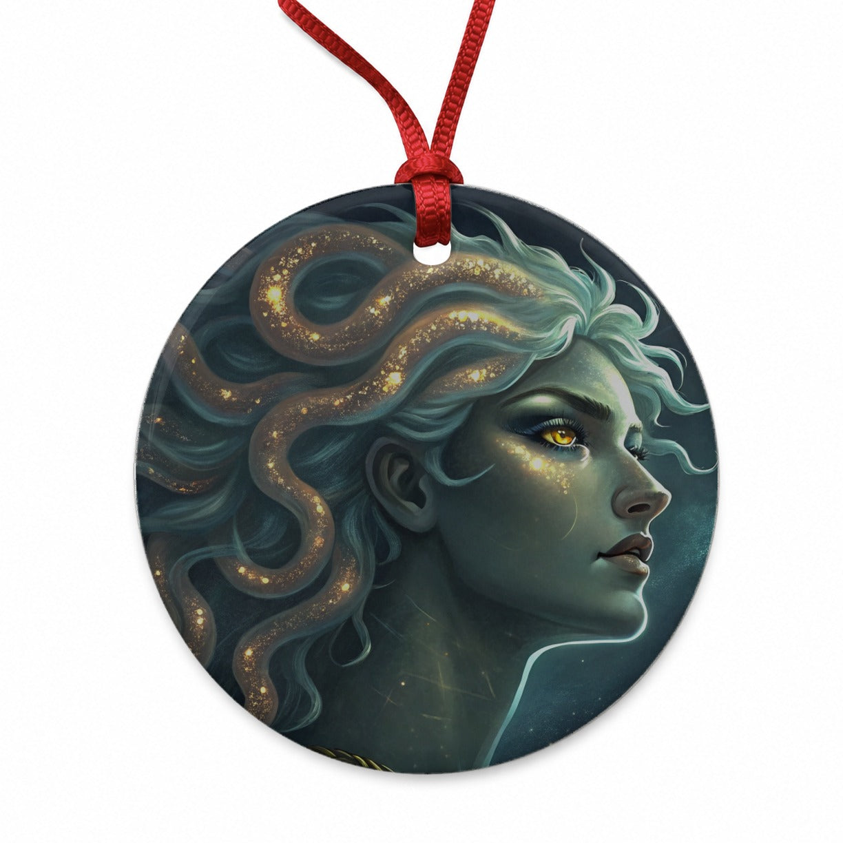 Medusa Greek Mythology Round Ceramic Holiday Christmas Tree Ornament