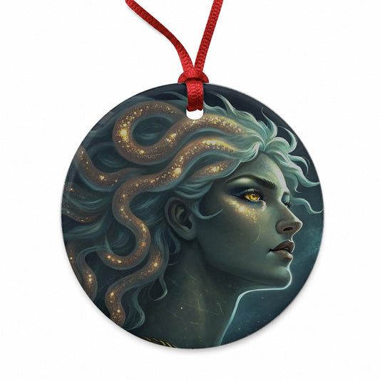 Medusa Greek Mythology Round Ceramic Holiday Christmas Tree Ornament