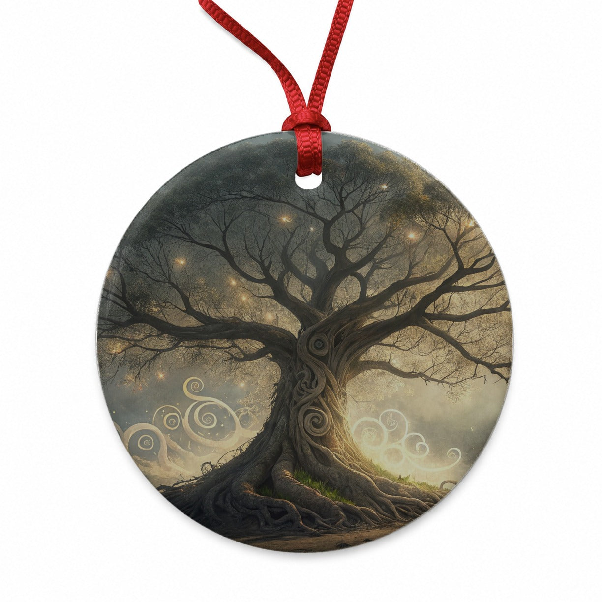 Mystical Tree Of Life Round Ceramic Holiday Christmas Tree Ornament