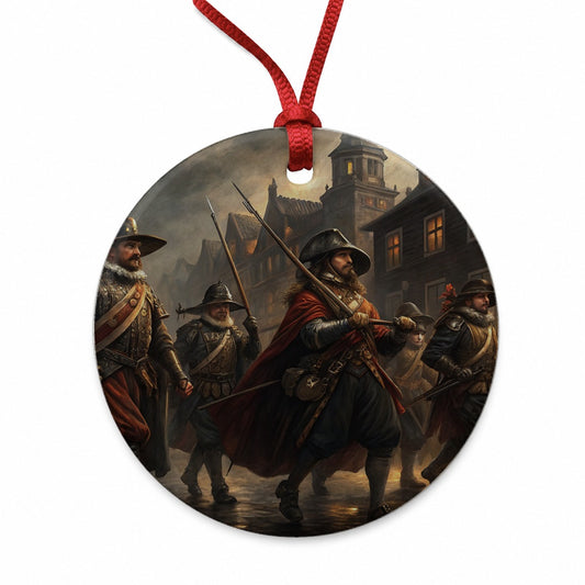Night Watch Rembrandt Inspired Round Ceramic Holiday Christmas Tree Ornament