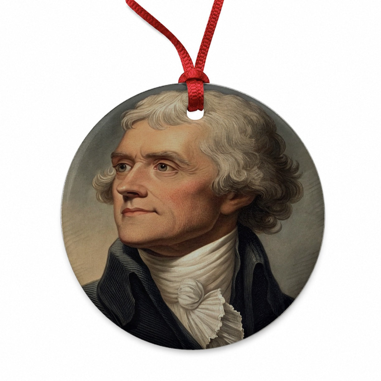 Thomas Jefferson American President Round Ceramic Holiday Christmas Tree Ornament