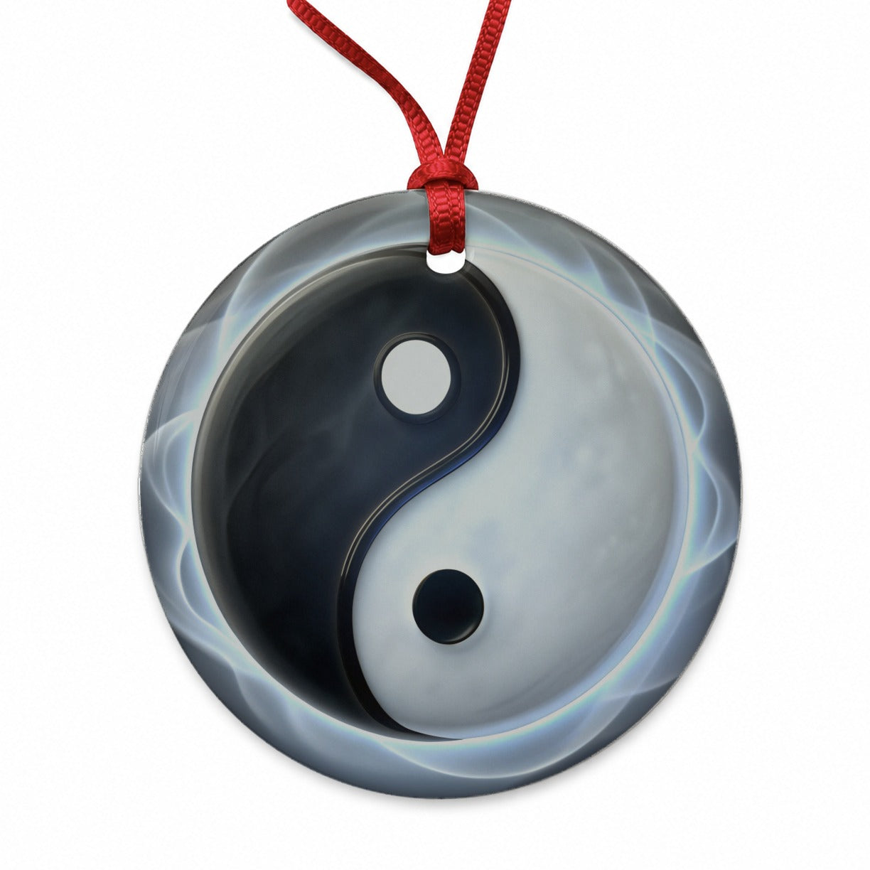 Yin Yang Spiritual Round Ceramic Holiday Christmas Tree Ornament