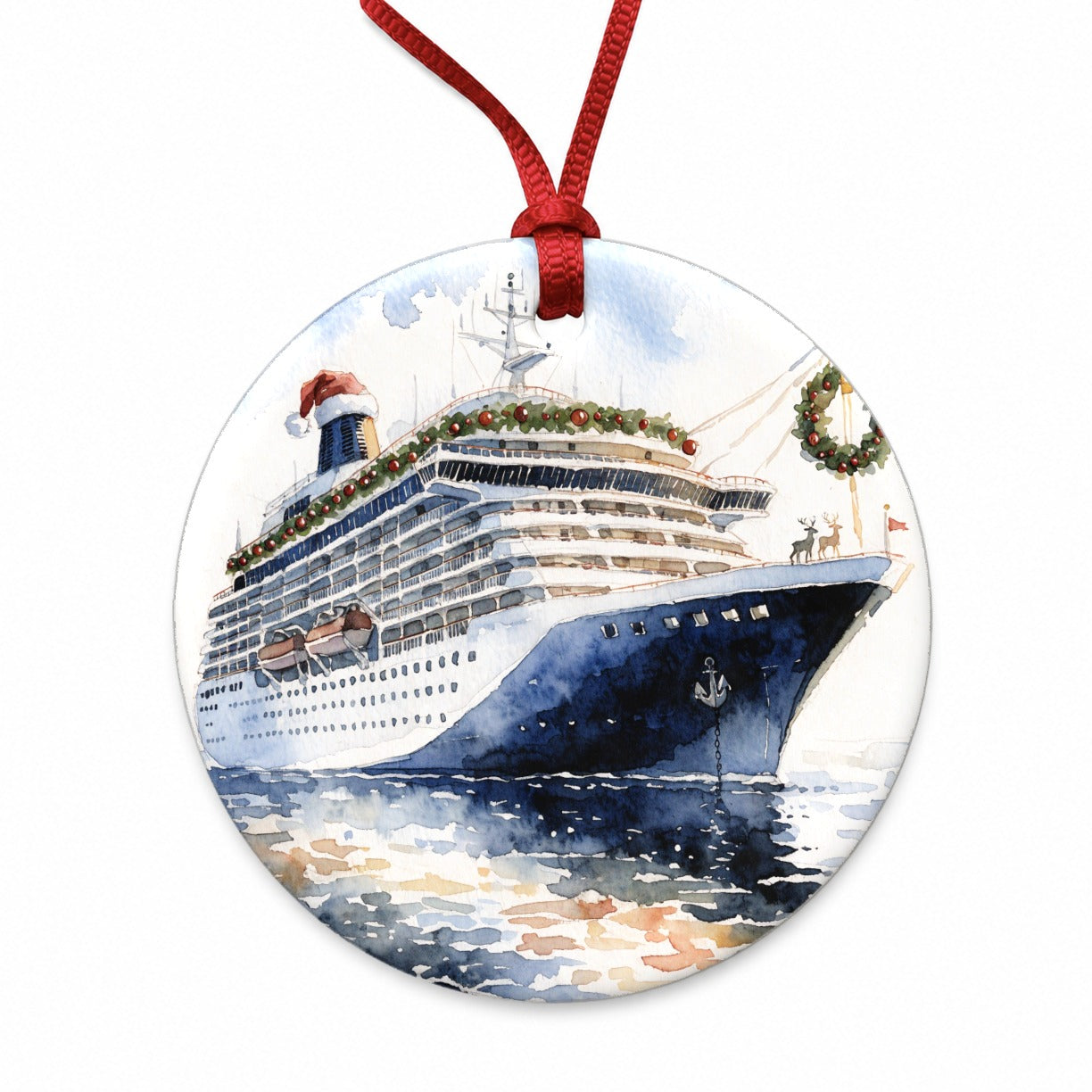 Christmas Cruse Ship Vacation Round Ceramic Holiday Christmas Tree Ornament