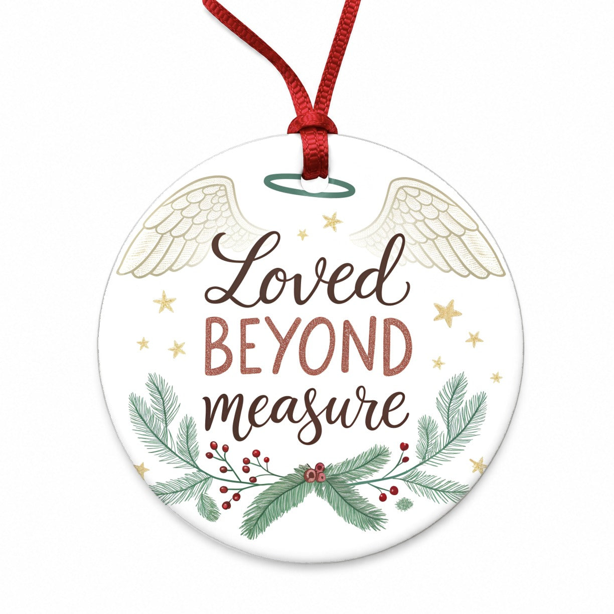 Loved Beyond Measure Christmas Halo Angel Round Ceramic Holiday Christmas Tree Ornament