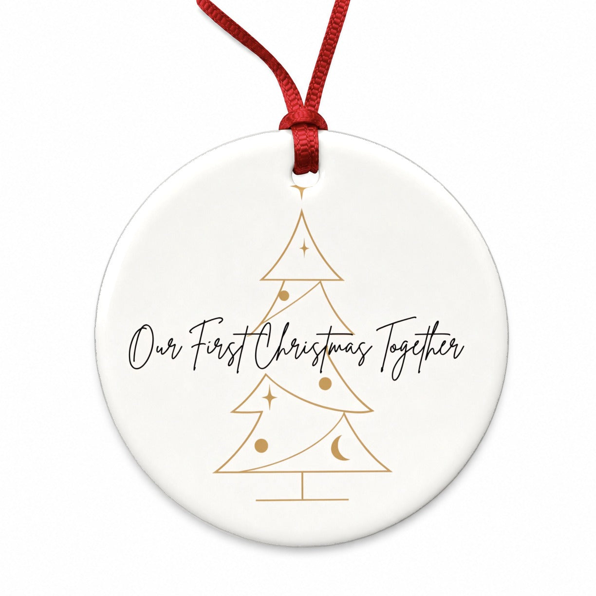 Our First Christmas Together Contemporary Round Ceramic Holiday Christmas Tree Ornament