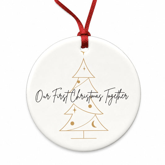 Our First Christmas Together Contemporary Round Ceramic Holiday Christmas Tree Ornament