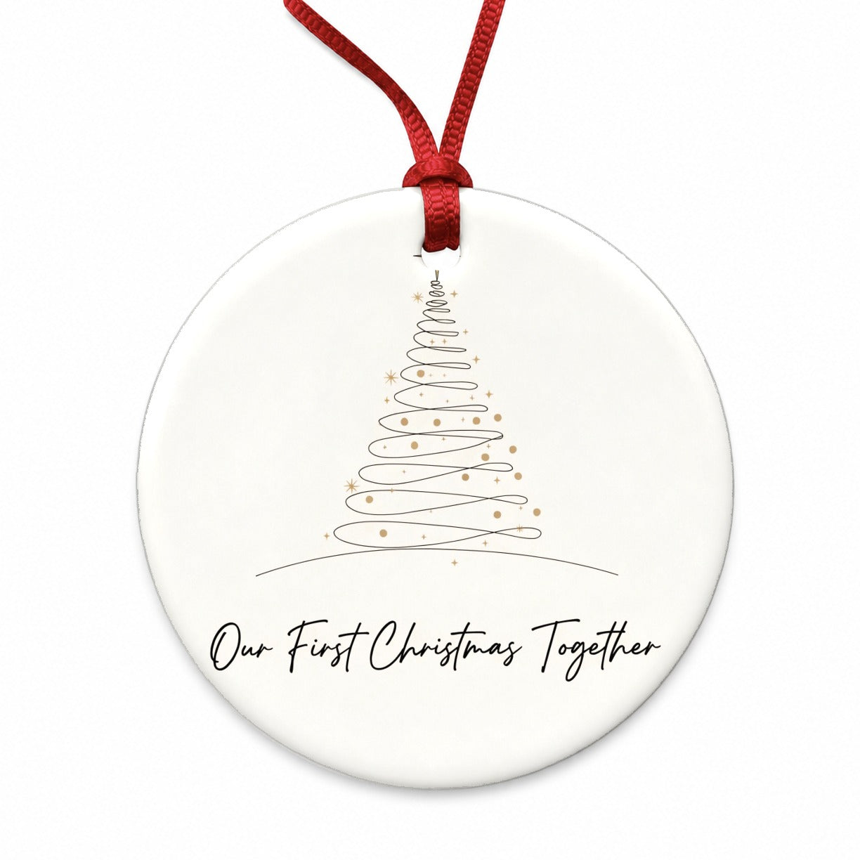 Our First Christmas Together Simple Round Ceramic Holiday Christmas Tree Ornament