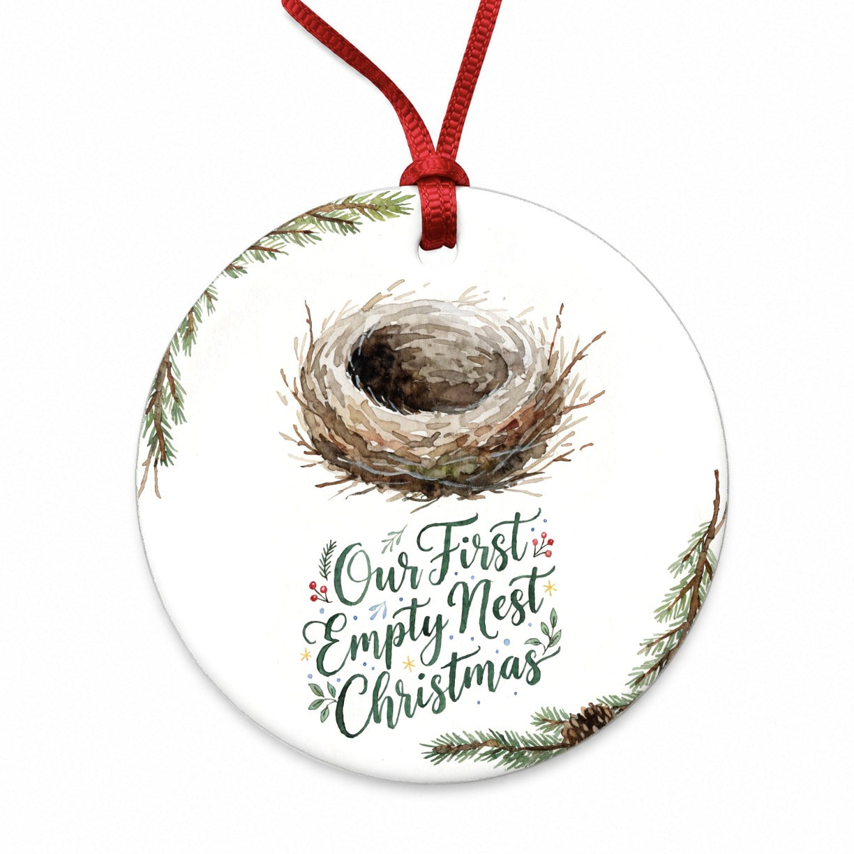 Our First Empty Nest Christmas Round Ceramic Holiday Christmas Tree Ornament
