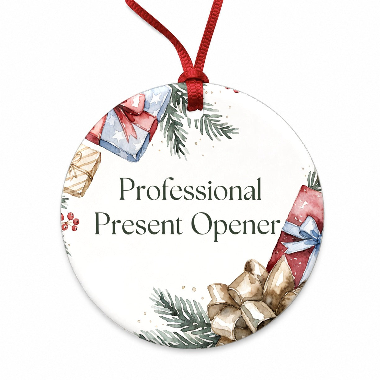 Professional Present Opener Christmas Round Ceramic Holiday Christmas Tree Ornament