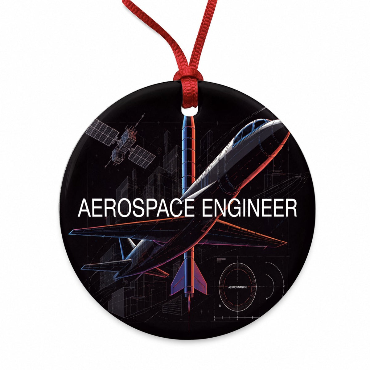 Aerospace Engineer Round Ceramic Holiday Christmas Tree Ornament