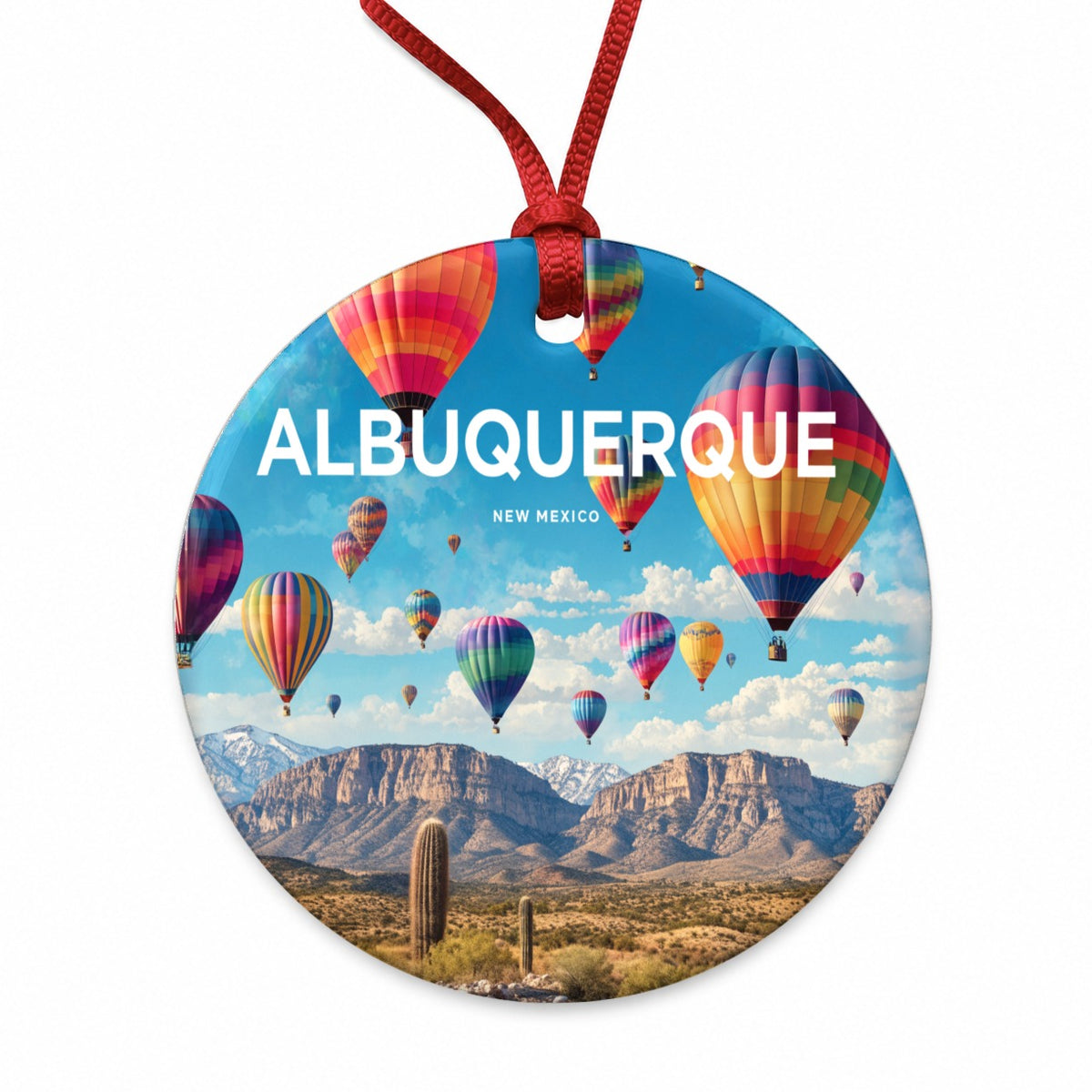 Albuquerque New Mexico Travel Round Ceramic Holiday Christmas Tree Ornament