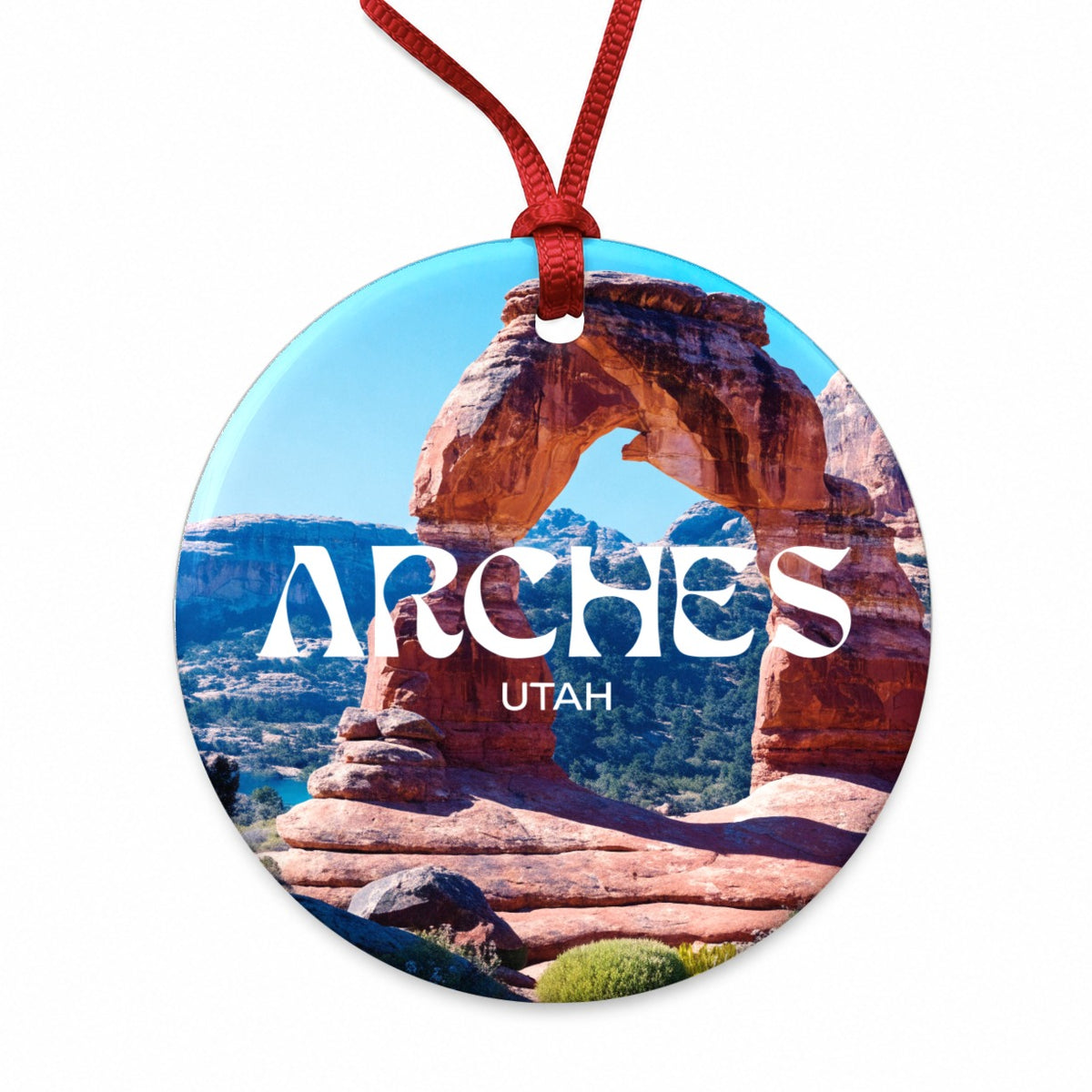 Arches Utah Travel Round Ceramic Holiday Christmas Tree Ornament
