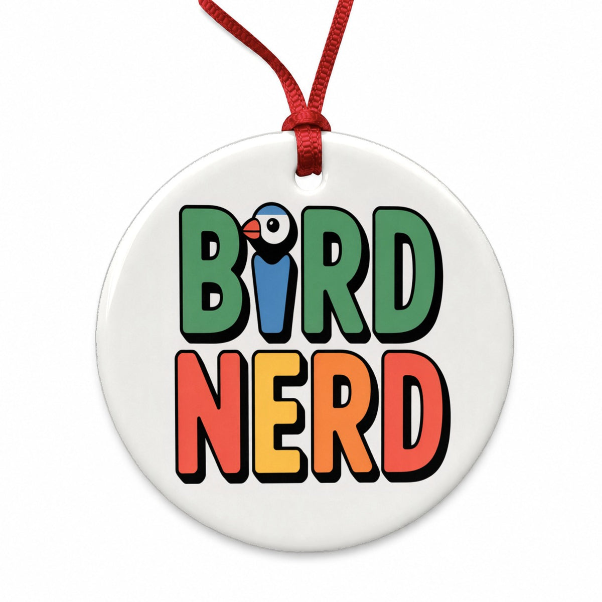 Bird Nerd Birding Watching Funny Round Ceramic Holiday Christmas Tree Ornament