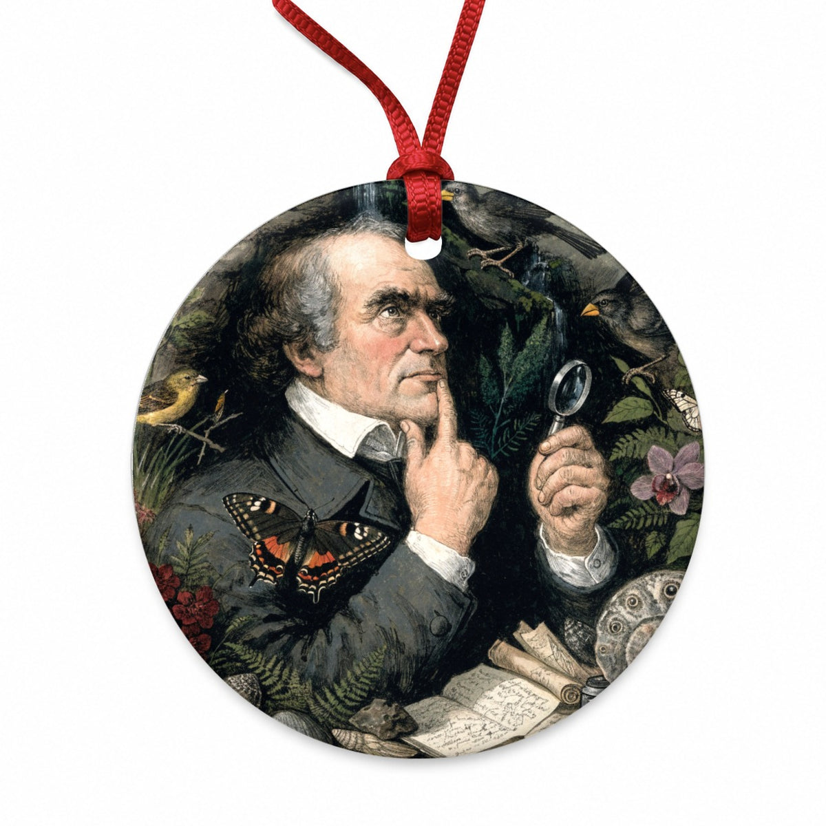 Charles Darwin Naturalist Round Ceramic Holiday Christmas Tree Ornament