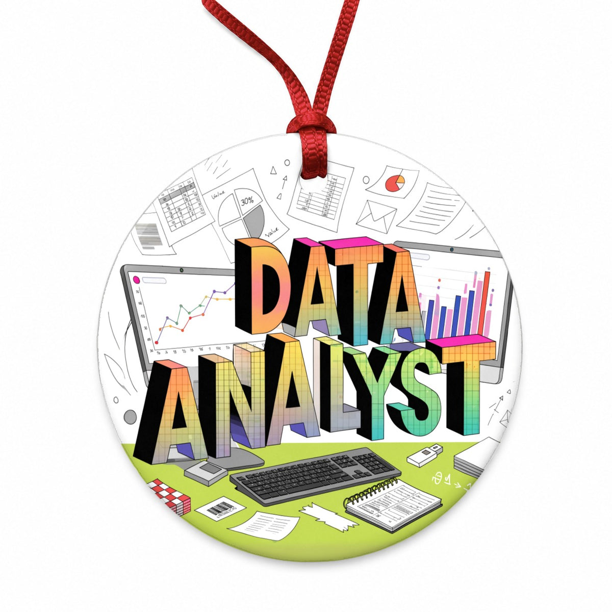Data Analyst Round Ceramic Holiday Christmas Tree Ornament