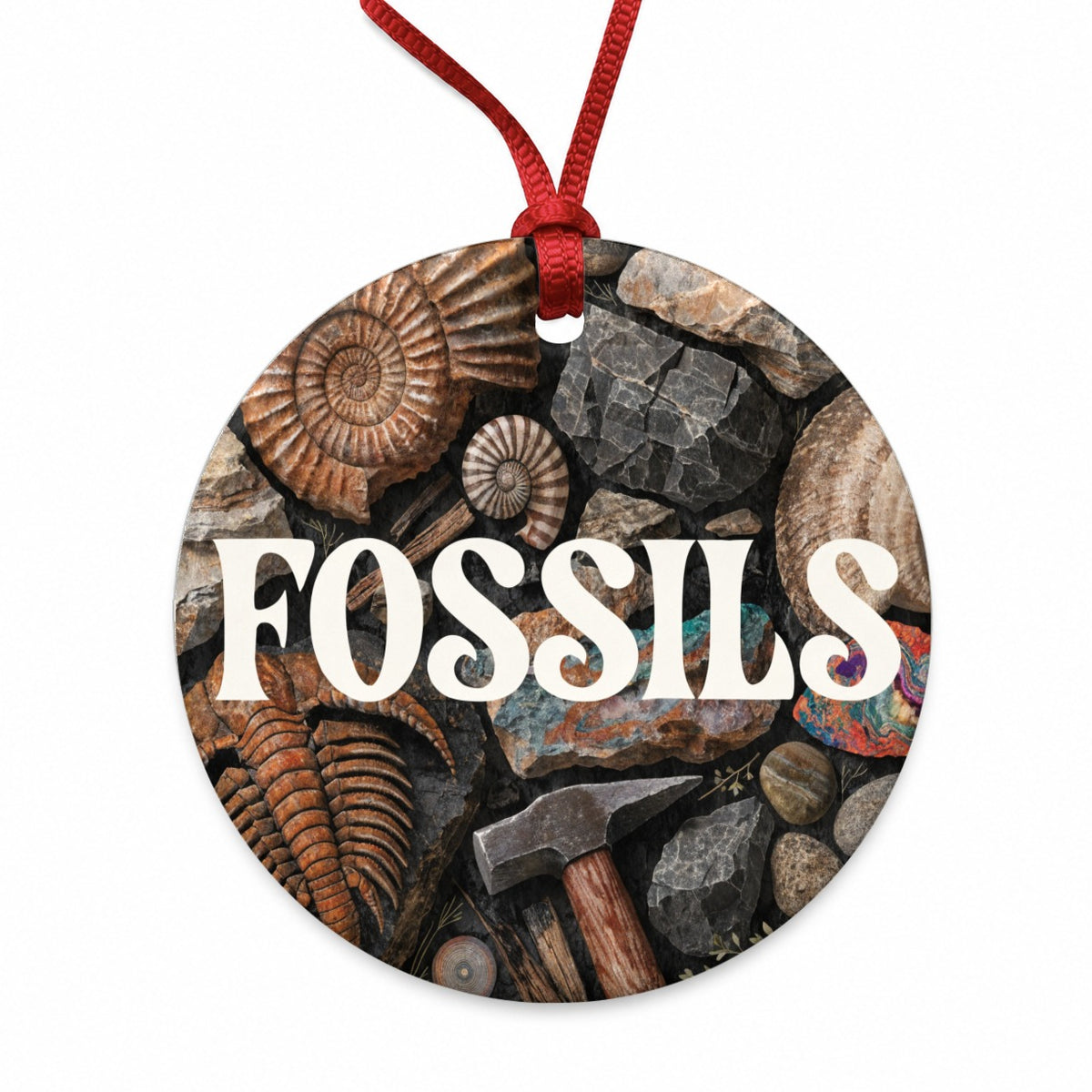 Fossils Enthusiast Geology Round Ceramic Holiday Christmas Tree Ornament