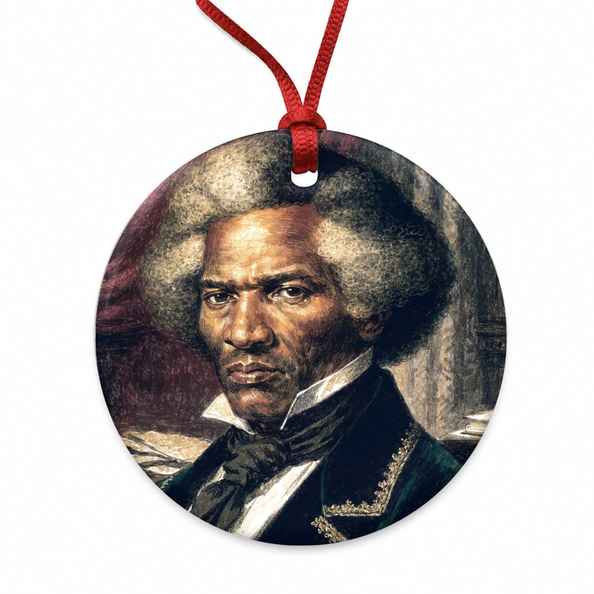 Frederick Douglass Abolitionist Round Ceramic Holiday Christmas Tree Ornament