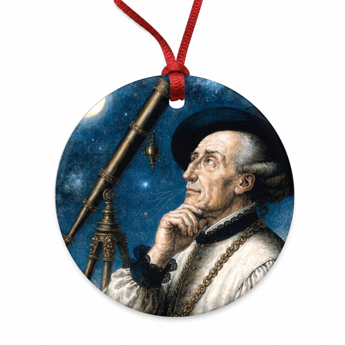 Galileo Galilei Astronomer Round Ceramic Holiday Christmas Tree Ornament
