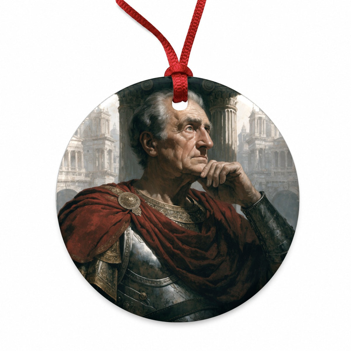 Marcus Aurelius Roman Emperor Round Ceramic Holiday Christmas Tree Ornament