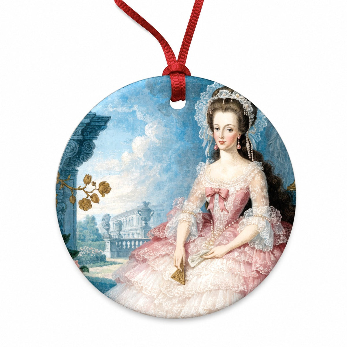 Marie Antoinette French Queen Round Ceramic Holiday Christmas Tree Ornament