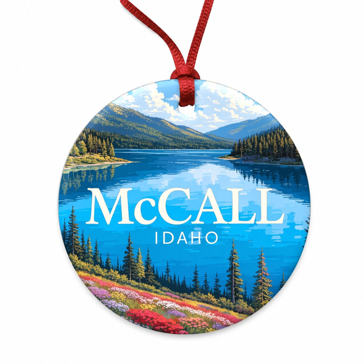McCall Idaho Travel Round Ceramic Holiday Christmas Tree Ornament
