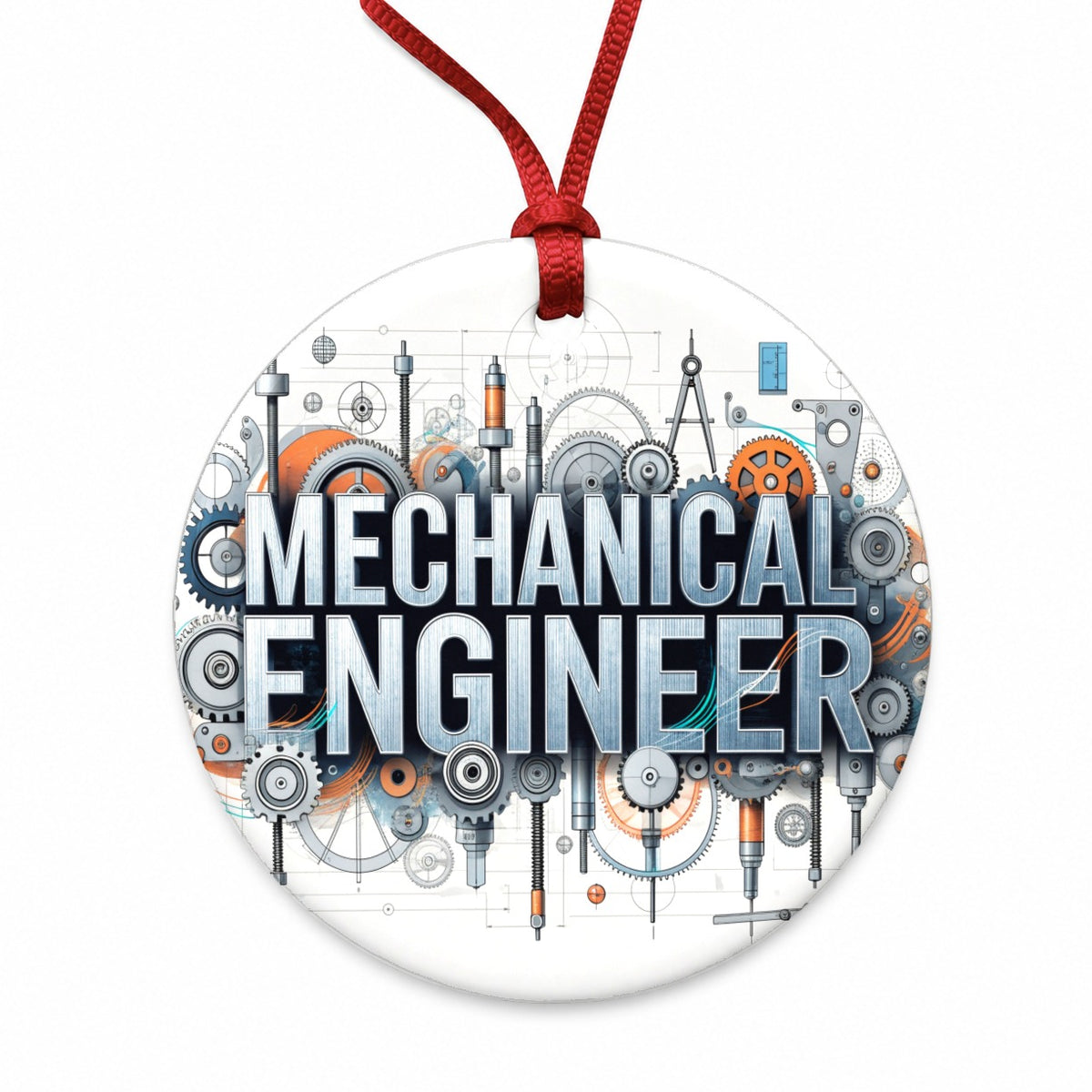 Mechanical Engineer Round Ceramic Holiday Christmas Tree Ornament