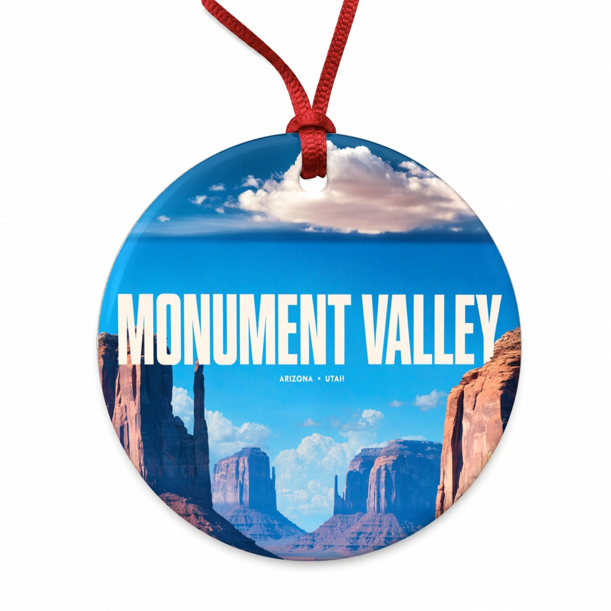 Monument Valley Arizona Utah Travel Round Ceramic Holiday Christmas Tree Ornament