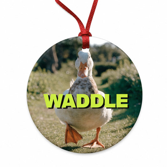 Waddle Duck Funny Round Ceramic Holiday Christmas Tree Ornament