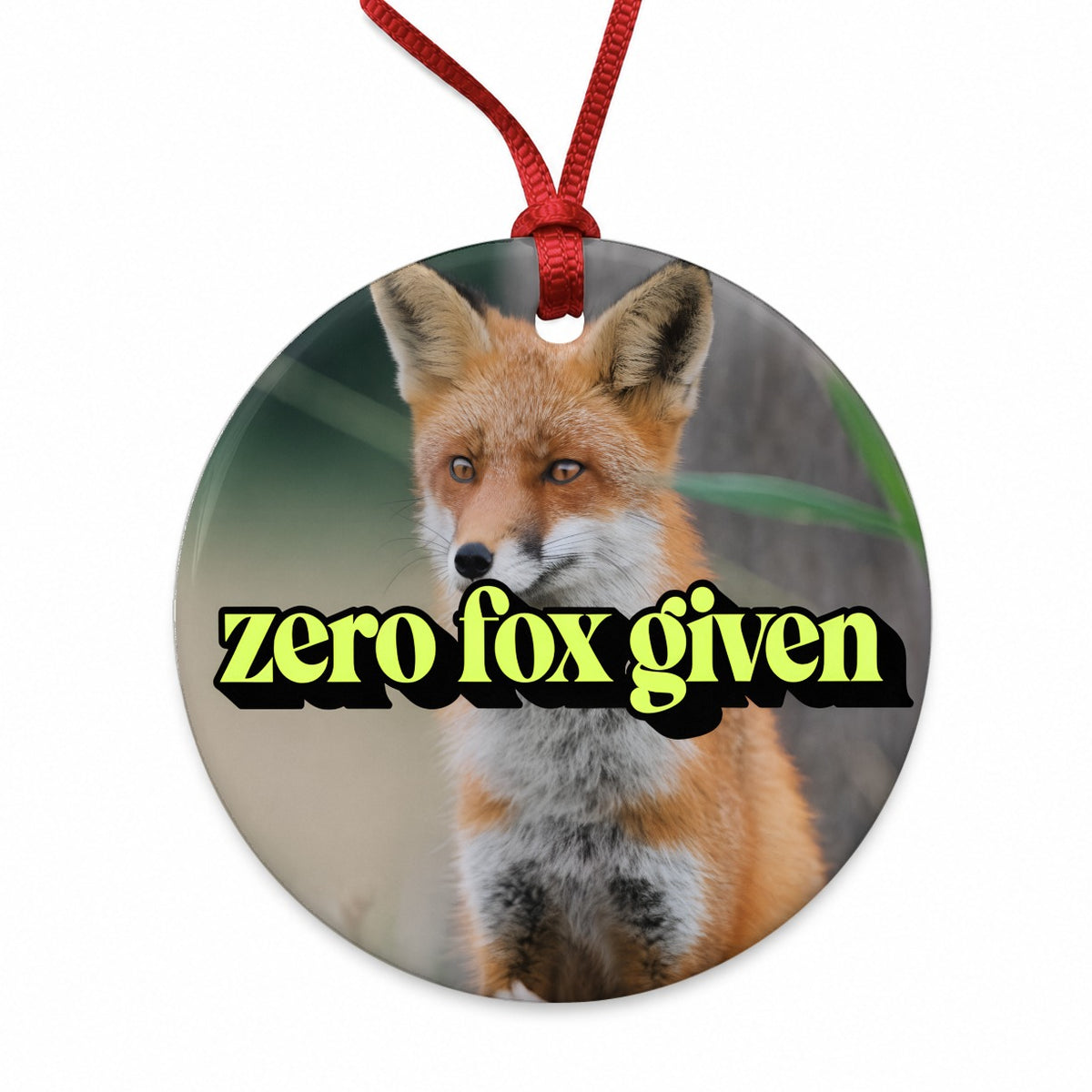 Zero Fox Given Funny Round Ceramic Holiday Christmas Tree Ornament