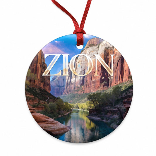 Zion Utah Travel Round Ceramic Holiday Christmas Tree Ornament