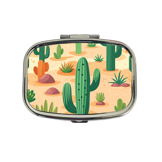 Cactus Cacti Desert Scattered Pattern Travel Pill Box Case