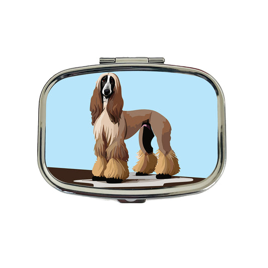 Afghan Hound Dog Standing Travel Pill Box Case