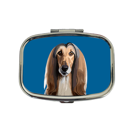 Afghan Hound Dog Staring Travel Pill Box Case