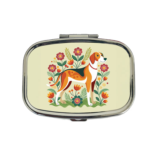 American Foxhound Dog Floral Flowers Travel Pill Box Case
