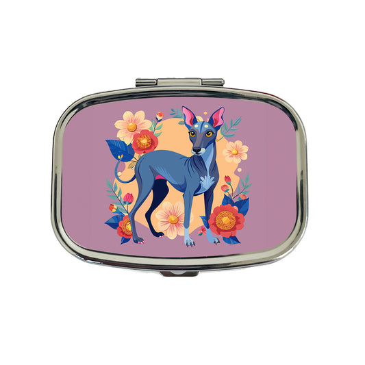 American Hairless Terrier Dog Floral Flowers Travel Pill Box Case