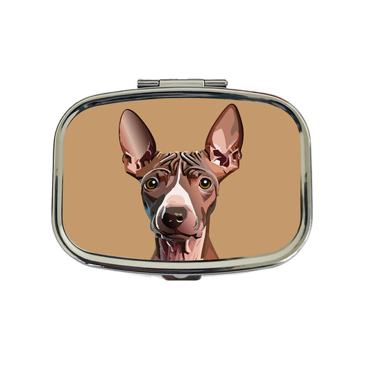 American Hairless Terrier Staring Travel Pill Box Case
