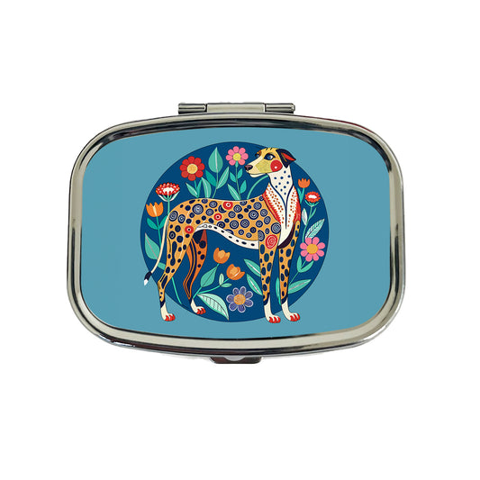 American Leopard Hound Dog Floral Flowers Travel Pill Box Case