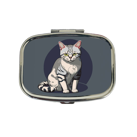 American Shorthair Cat Sitting Travel Pill Box Case