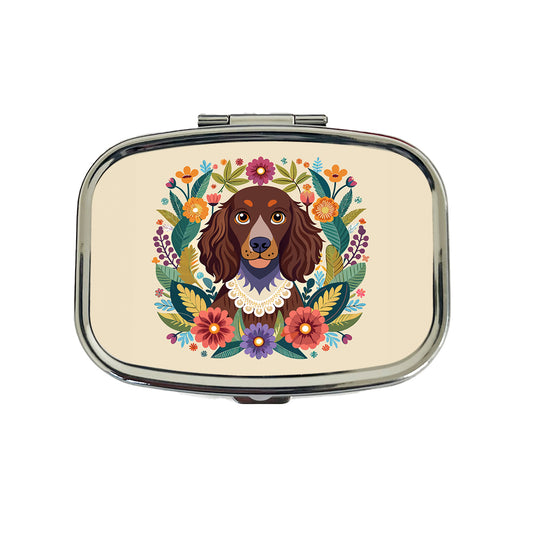 American Water Spaniel Dog Floral Flowers Travel Pill Box Case