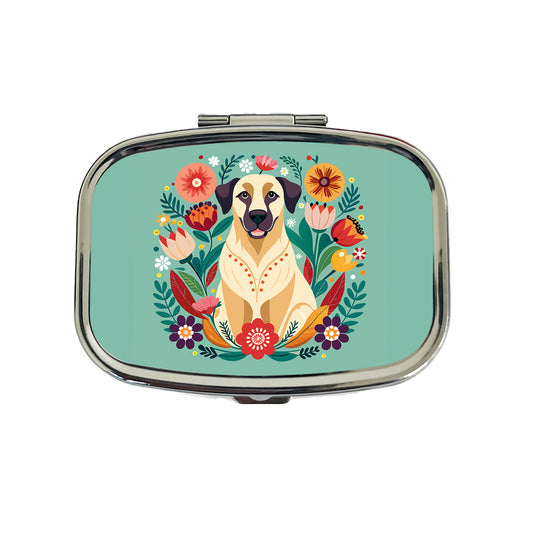 Anatolian Shepherd Dog Floral Flowers Travel Pill Box Case