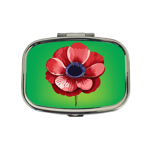 Anemone Flower Watercolor Red Travel Pill Box Case