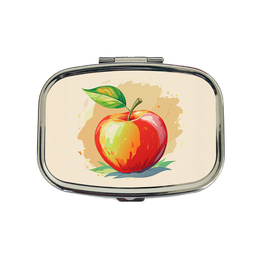Apple Watercolor Teacher Travel Pill Box Case