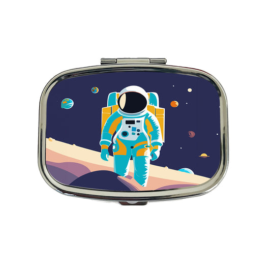 Astronaut in Outer Space Planets Science Fiction Travel Pill Box Case