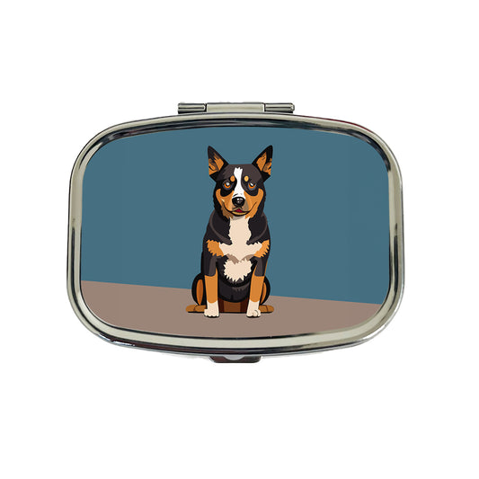 Australian Cattle Dog Sitting Travel Pill Box Case