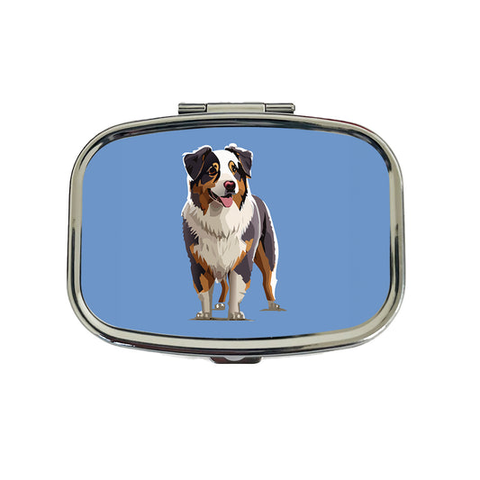 Australian Shepherd Dog Standing Travel Pill Box Case