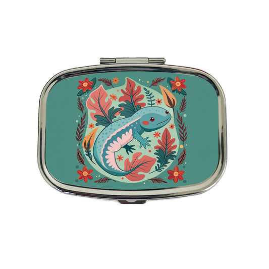 Axolotl Floral Motif Travel Pill Box Case