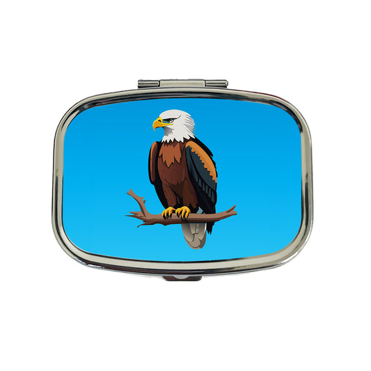 Bald Eagle on Branch Travel Pill Box Case