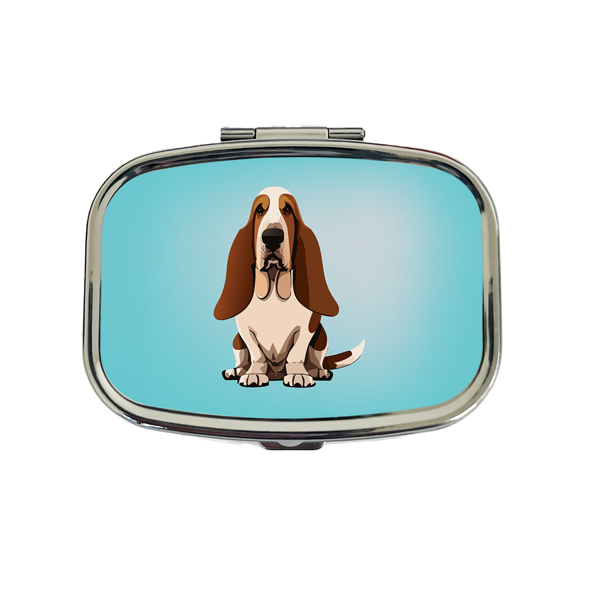 Basset Hound Dog Sitting Travel Pill Box Case