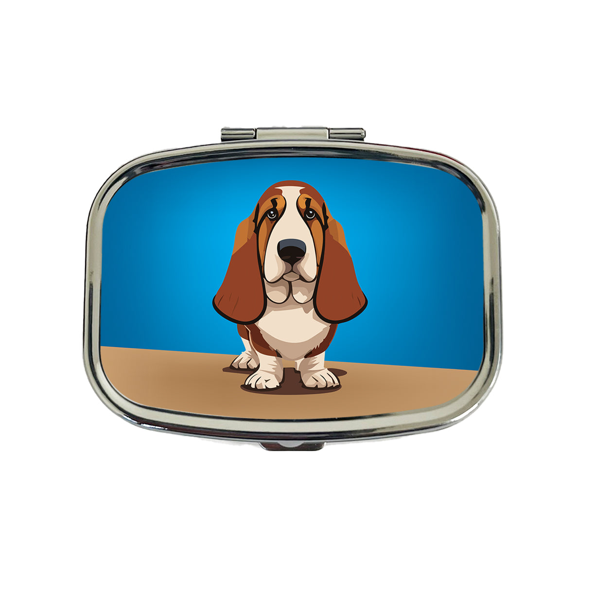 Basset Hound Staring Travel Pill Box Case