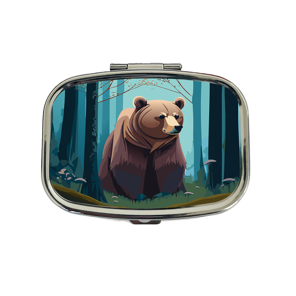 Bear in Forest Woodland Wilderness Travel Pill Box Case